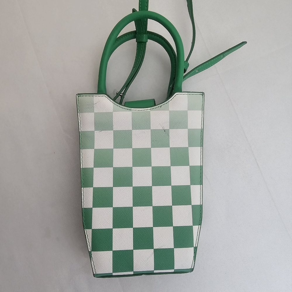 JW PEI Green Checkerboard Phone Crossbody Mini Bag Vegan Trendy IT Bag - Picture 9 of 12
